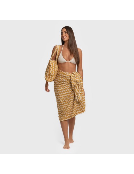 Pack Toalla Pareo + Bolso Calsita ocre Pack Toalla Pareo + Bolso Calsita ocre