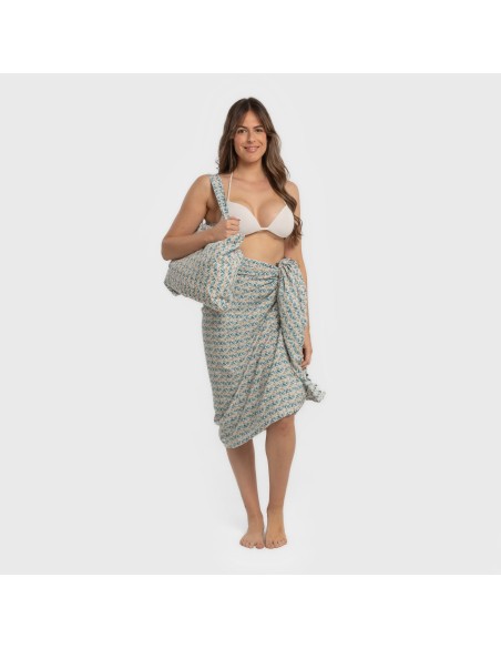 Pack Toalla Pareo + Bolso Eloina agua marina Pack Toalla Pareo + Bolso Eloina agua marina