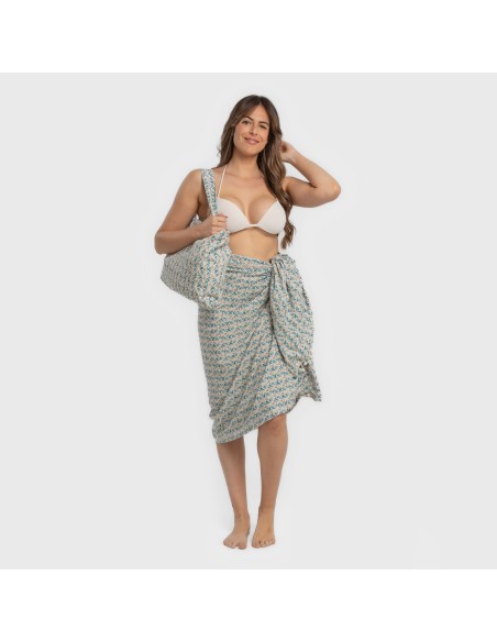 Pack Toalla Pareo + Bolso Eloina agua marina Pack Toalla Pareo + Bolso Eloina agua marina