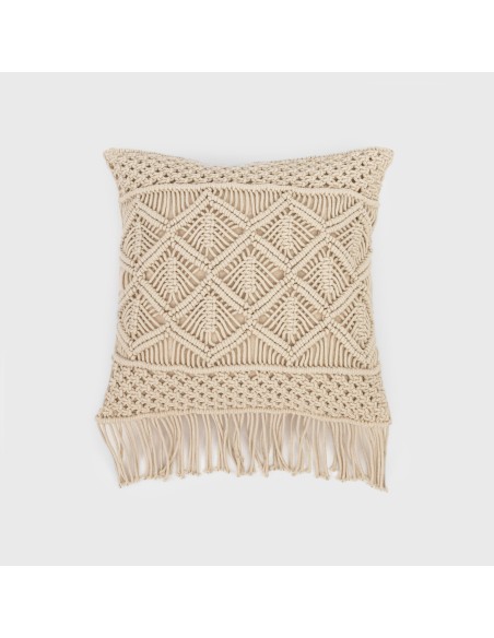 Cojin cuadrante algodón macramé Cleto natural 45x45 - funda + relleno Cojin cuadrante algodón macramé Cleto natural 45x45 - funda + relleno