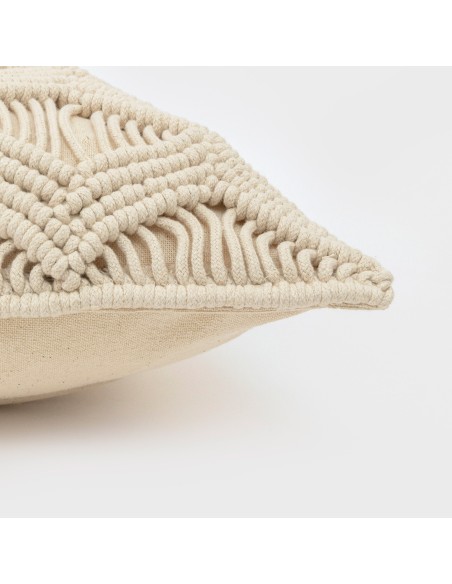 Cojin cuadrante algodón macramé Chini natural 45x45 - funda + relleno Cojin cuadrante algodón macramé Chini natural 45x45 - funda + relleno