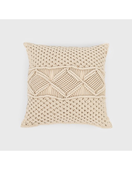 Cojin cuadrante algodón macramé Megara natural 45x45 - funda + relleno Cojin cuadrante algodón macramé Megara natural 45x45 - funda + relleno