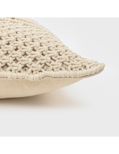 Cojin cuadrante algodón macramé Megara natural 45x45 - funda + relleno Cojin cuadrante algodón macramé Megara natural 45x45 - funda + relleno