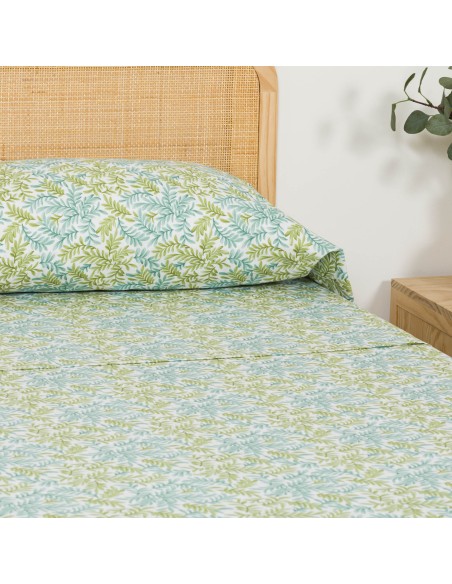 Juego de sábanas algodón percal Zafra verde