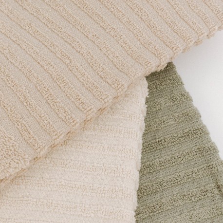 Set 3 paños de cocina algodón liso natural/topo/verde seco