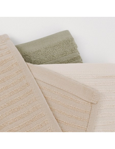 Set 3 paños de cocina algodón liso natural/topo/verde seco Set 3 paños de cocina algodón liso natural/topo/verde seco