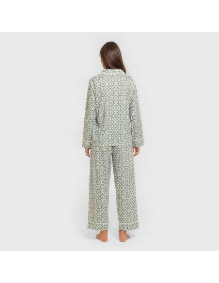 Pijama largo camisero algodón mujer Eugenia verde keike Pijama largo camisero algodón mujer Eugenia verde keike