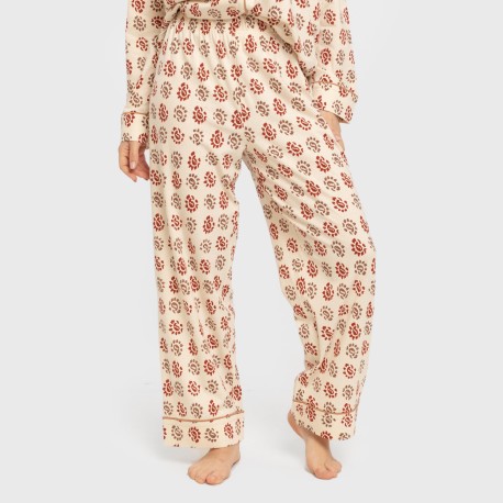 Pijama largo camisero algodón mujer Brianda teja