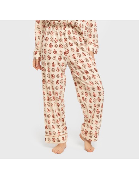 Pijama largo camisero algodón mujer Brianda teja Pijama largo camisero algodón mujer Brianda teja