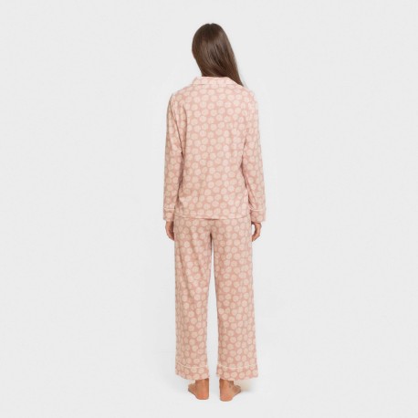 Pijama largo camisero algodón mujer Medusa rosa
