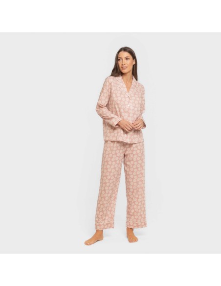 Pijama largo camisero algodón mujer Medusa rosa Pijama largo camisero algodón mujer Medusa rosa