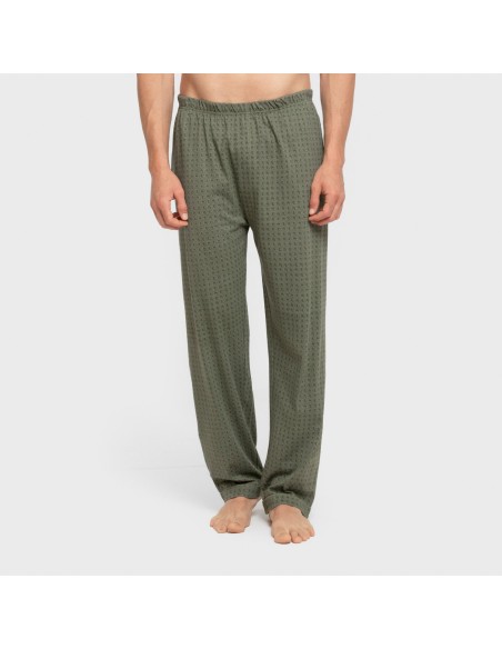 Pijama largo camisero algodón hombre Conde verde caceria