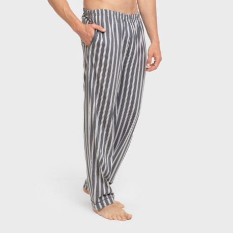 Pijama largo camisero algodón hombre Raya Marsella indigo