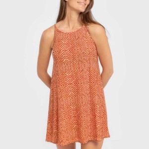 Vestido corto tirantes crepe Silda teja 2