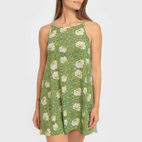 Vestido corto tirantes crepe Priya verde