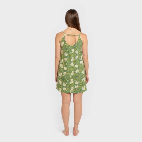 Vestido corto tirantes crepe Priya verde