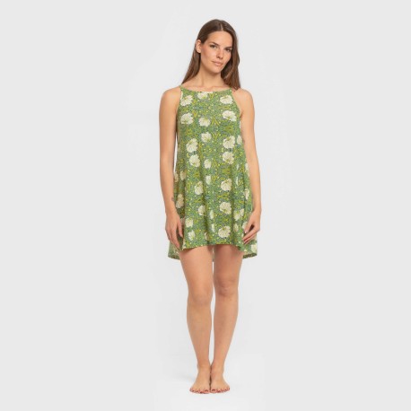 Vestido corto tirantes crepe Priya verde