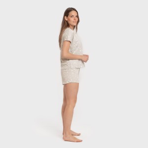 Pijama corto manga fluida algodón mujer Estrellita gris 2