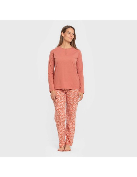 Pijama largo algodón Mesalia marsala