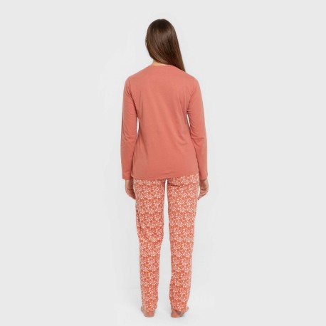 Pijama largo algodón Mesalia marsala