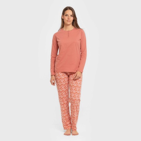 Pijama largo algodón Mesalia marsala