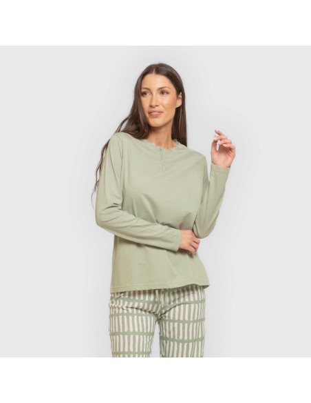 Pijama largo algodón Lemonade verde keike