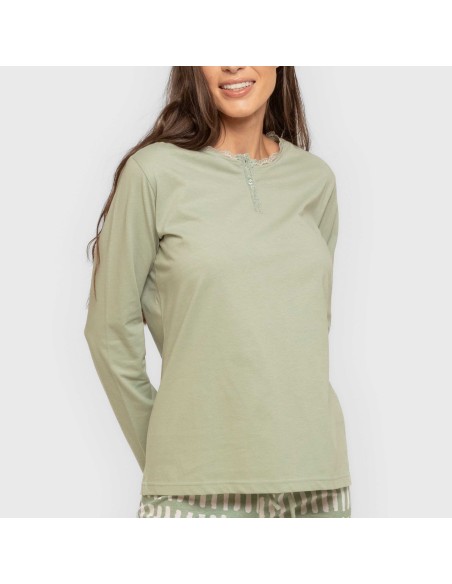 Pijama largo algodón Lemonade verde keike