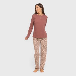 Pijama largo algodón Eucalipto malva rosa 2