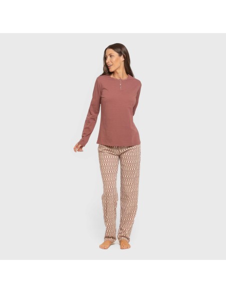 Pijama largo algodón Eucalipto malva rosa Pijama largo algodón Eucalipto malva rosa