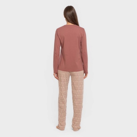 Pijama largo algodón Eucalipto malva rosa