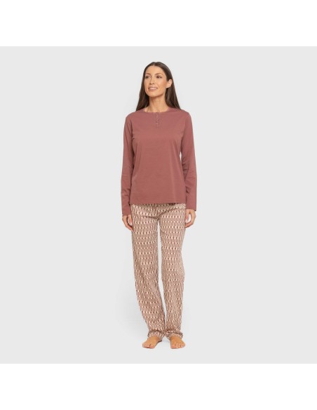 Pijama largo algodón Eucalipto malva rosa Pijama largo algodón Eucalipto malva rosa