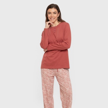 Pijama largo algodón Rastberry rosa