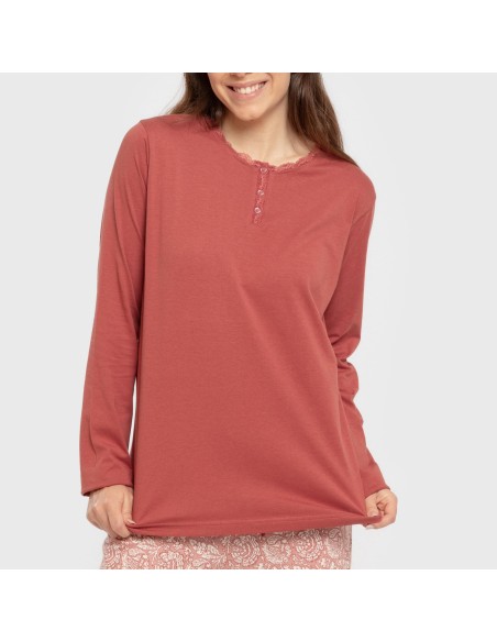 Pijama largo algodón Rastberry rosa