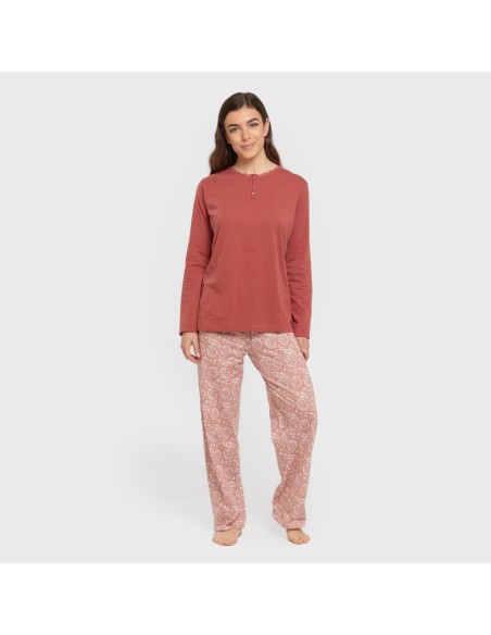 Pijama largo algodón Rastberry rosa