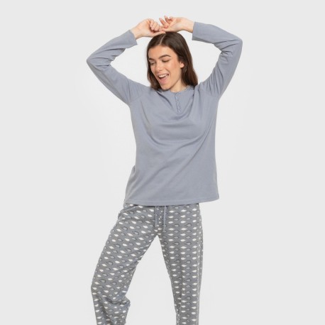 Pijama largo algodón Ocean indigo