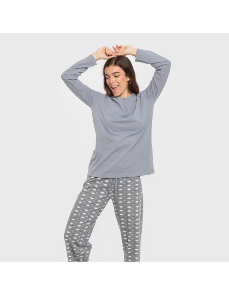 Pijama largo algodón Ocean indigo