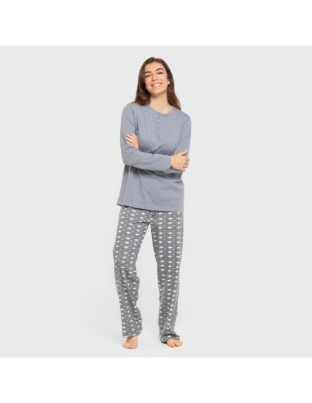 Pijama largo algodón Ocean indigo