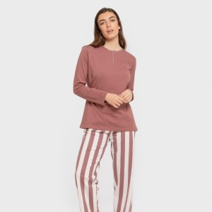 Pijama largo algodón Raya Elvis malva rosa 2