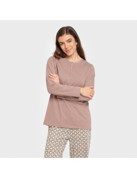 Pijama largo algodón Narciso berenjena seco