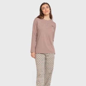 Pijama largo algodón Narciso berenjena seco 2