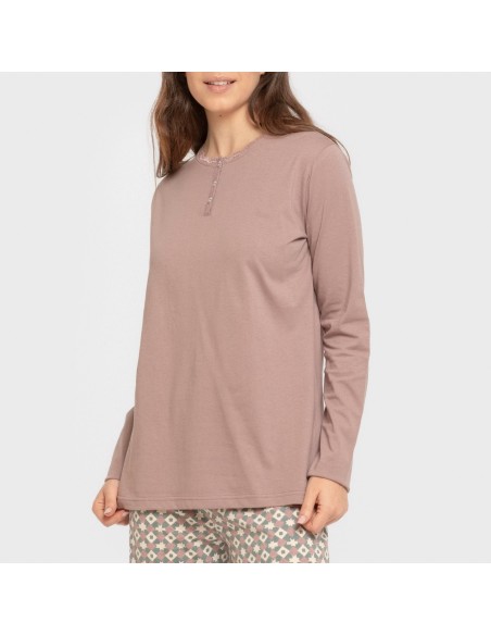 Pijama largo algodón Narciso berenjena seco