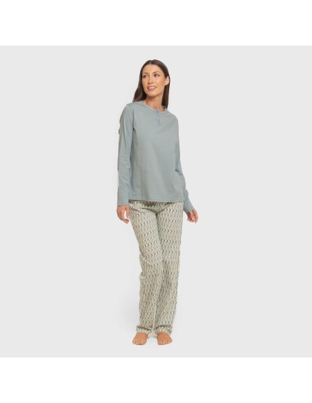 Pijama largo algodón Eucalipto celeste Pijama largo algodón Eucalipto celeste