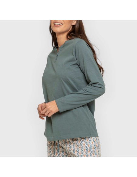 Pijama largo algodón Eloina agua marina Pijama largo algodón Eloina agua marina