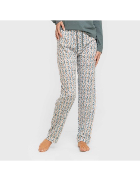 Pijama largo algodón Eloina agua marina Pijama largo algodón Eloina agua marina