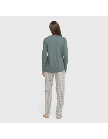 Pijama largo algodón Eloina agua marina Pijama largo algodón Eloina agua marina