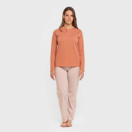 Pijama largo algodón Raya Mozarabe caldera