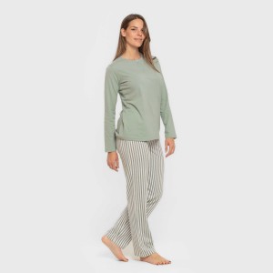 Pijama largo algodón Raya Kodac verde keike 2