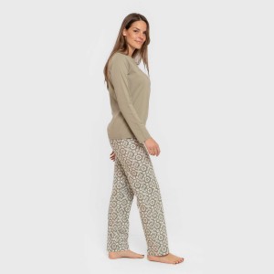 Pijama largo algodón Eugenia verde seco 2