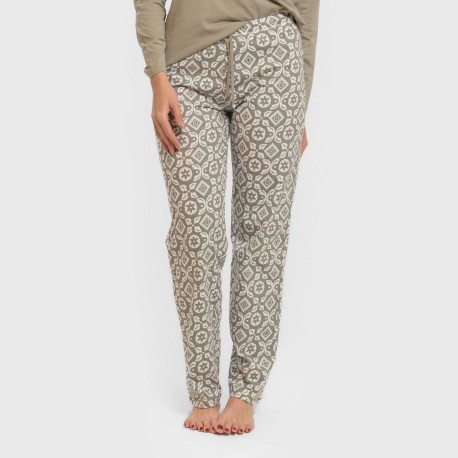 Pijama largo algodón Eugenia verde seco