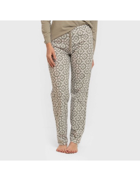 Pijama largo algodón Eugenia verde seco